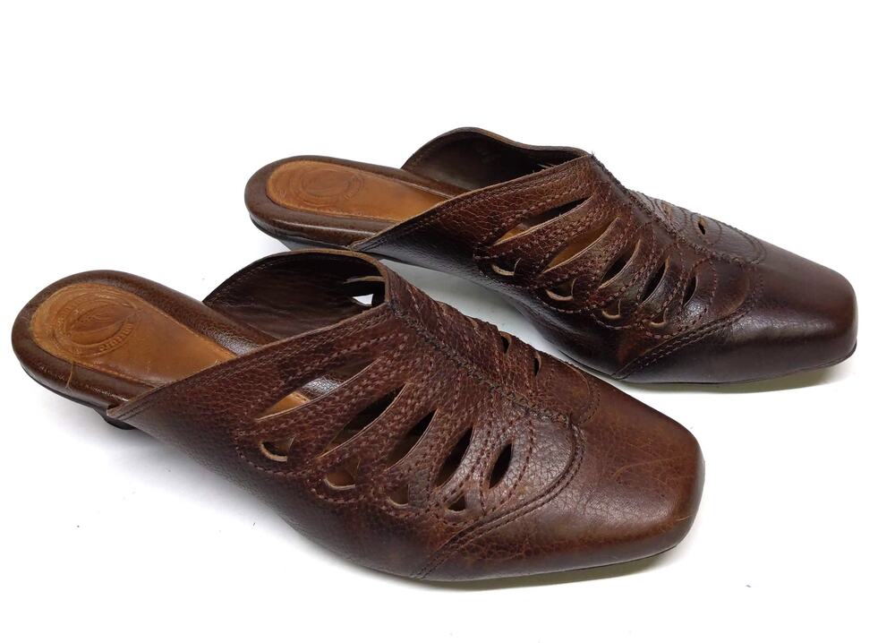 Women's Shoes - NURTURE Brown Slip On Leather Mules - Size US 6.5 Med